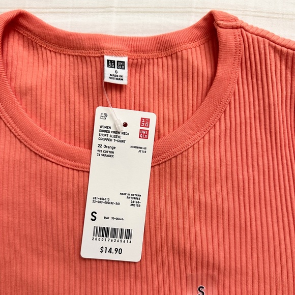 Uniqlo Ribbed Crew Neck Short Sleeve Crop TShirt - Picture 4 of 6